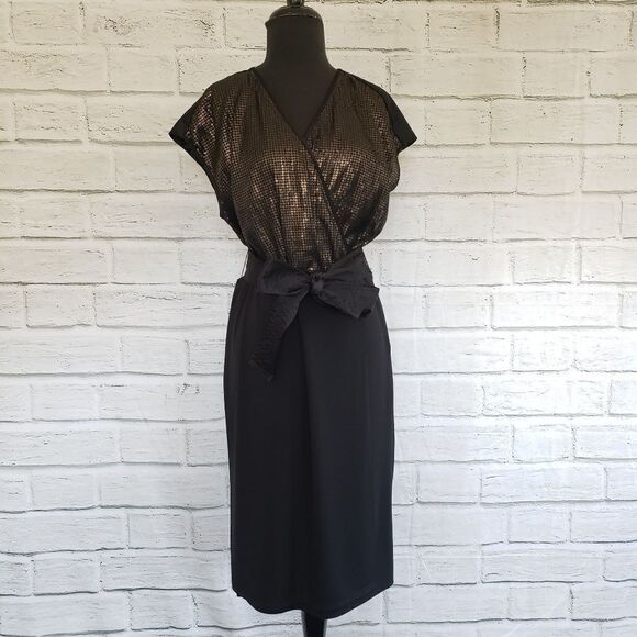 Narcisco rodriguez sequin black dress size Large elegant midi - Picture 1 of 8